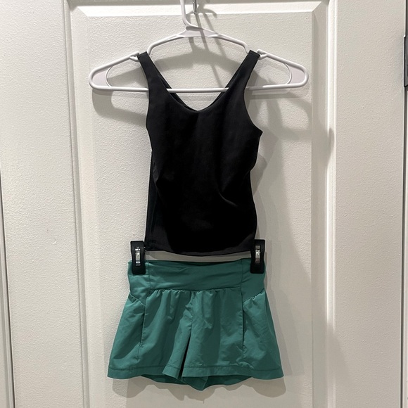 ALL in Motion Girls Black Tank Top and Green Shorts - Picture 1 of 4